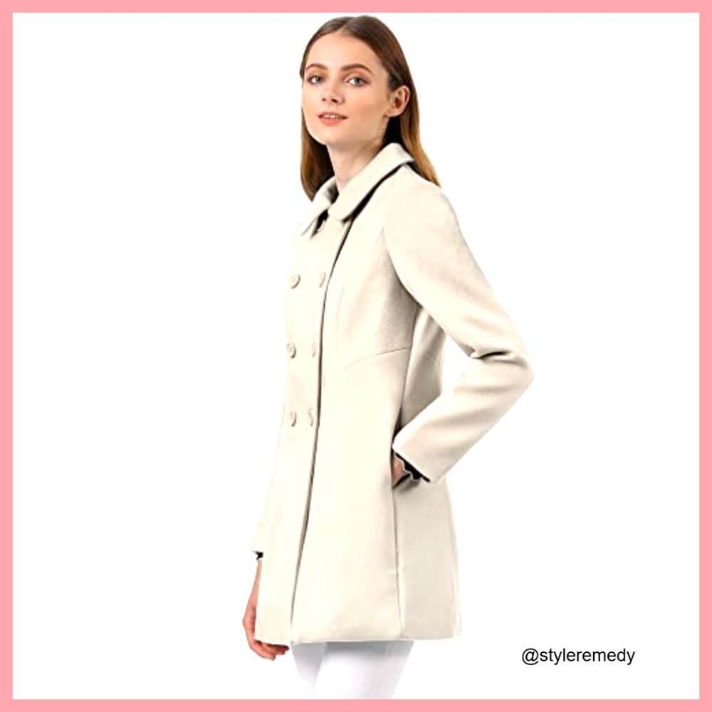 Polyester Peter Pan Collar Double Breasted Trench… - image 4